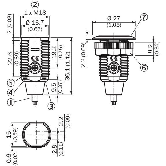 Cellule Bar. reflex transp. M18 PNP P=7.2m LO/DO Plast. Axial / C2m Cellule Bar. reflex transp. M18 PNP P=7.2m LO/DO Plast. Axial / C2m-Lire la description