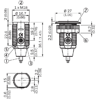 Cellule Bar. reflex transp. M18 PNP P=7.2m LO/DO Plast. Axial / C2m-Lire la description