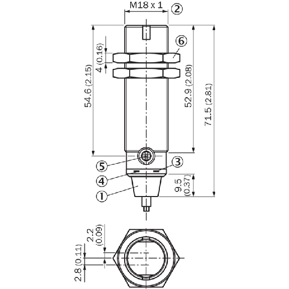 Cellule Directe M18 NPN P=1m PinPoint LO/DO Métal Axial / Câble 2m-Lire la description