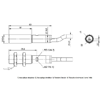 Cellule Directe M12 PNP P=100mm PinPoint LO Métal Axial / Câble 2m-Lire la description