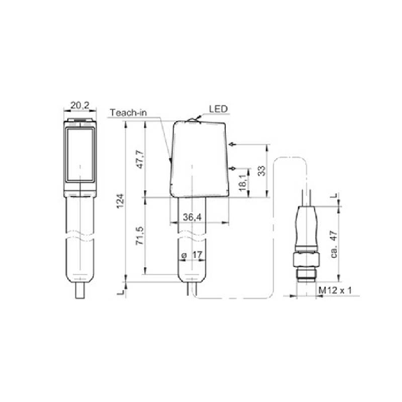 Cellule EAP Push-pull P=400mm qTeach IO-L LO/DO Inox IP69K HD /M12 4P-Lire la description