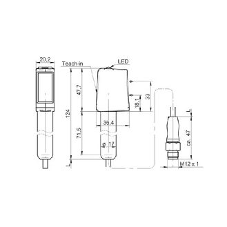 Cellule EAP Push-pull P=400mm qTeach IO-L LO/DO Inox IP69K HD /M12 4P-Lire la description