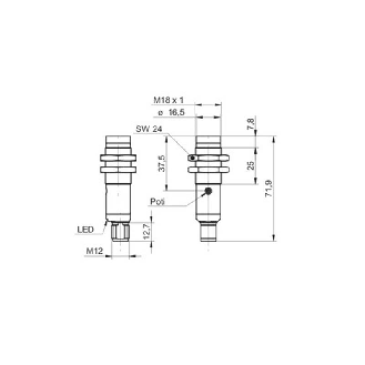 Cellule EAP M18 PNP P=120mm Pot. LR LO/DO Inox IP69K WD / M12 4P-Lire la description