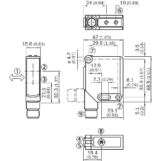 Cellule EAP NPN P=600mm Pot. IR LO/DO 10-30Vdc / M12 4P-Lire la description
