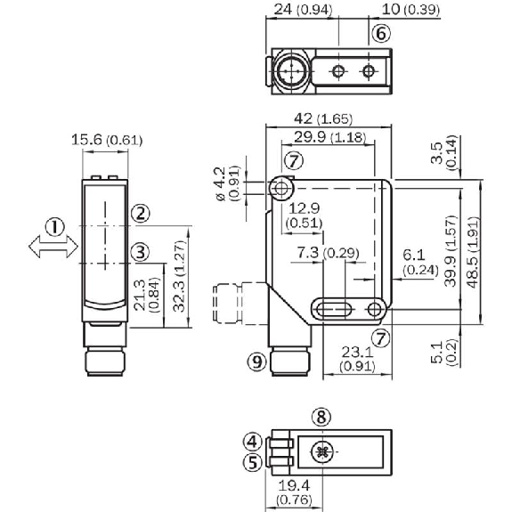 Cellule EAP NPN P=600mm Pot. IR LO/DO 10-30Vdc / M12 4P-Lire la description