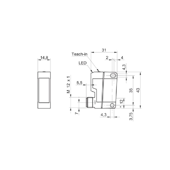 Cellule EAP NPN P=40-200mm Teach LR LO/DO Plast. 10-30Vdc / M12 4P Cellule EAP NPN P=40-200mm Teach LR LO/DO Plast. 10-30Vdc / M12 4P-Lire la description
