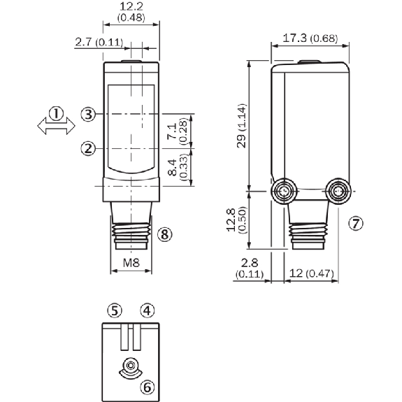 Cellule Directe PNP P=300mm Teach Laser IO-Link LO/DO / M08 4P-Lire la description