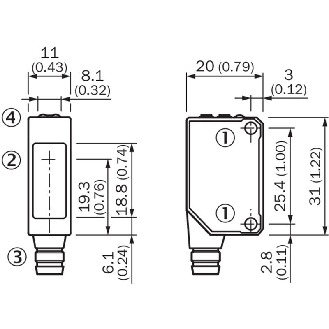 Cellule Bar. reflex transp. PNP P=3m Pot. LR LO/DO / Câble 2m-Lire la description