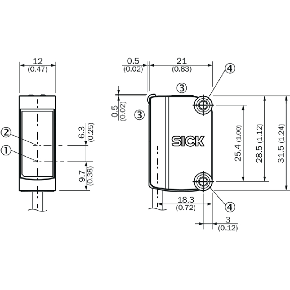 Cellule Bar. reflex PNP P=12m Pot. Laser LO/DO / Câble 2m-Lire la description
