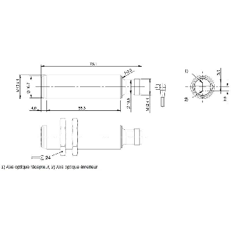 Cellule Bar. reflex M18 PNP P=5m LR LO Axial Inox / M12 4P-Lire la description