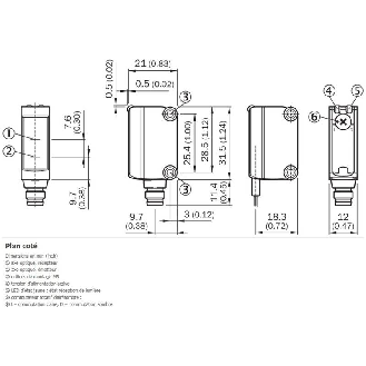Cellule EAP NPN P=250mm Pot. PinPoint LO/DO 10-30Vdc / Câble 2m PVC-Lire la description