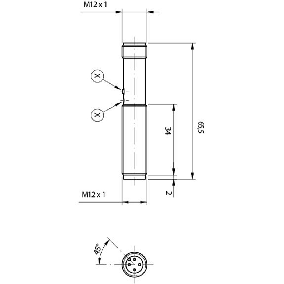 Cellule Barrage (R) M12 NPN P=4m IR LO/DO Métal Axial M12 4P-Lire la description