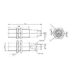 Cellule Directe PNP P=100mm IR LO Laiton Axial / M12 4P-Lire la description