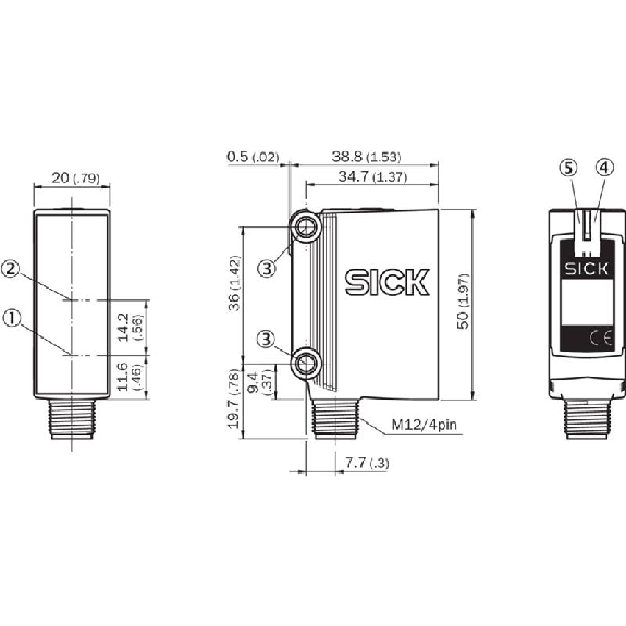 Cellule Bar. reflex PNP P=15m Pot. PinPoint LO/DO 10-30Vdc / M12 4P-Lire la description