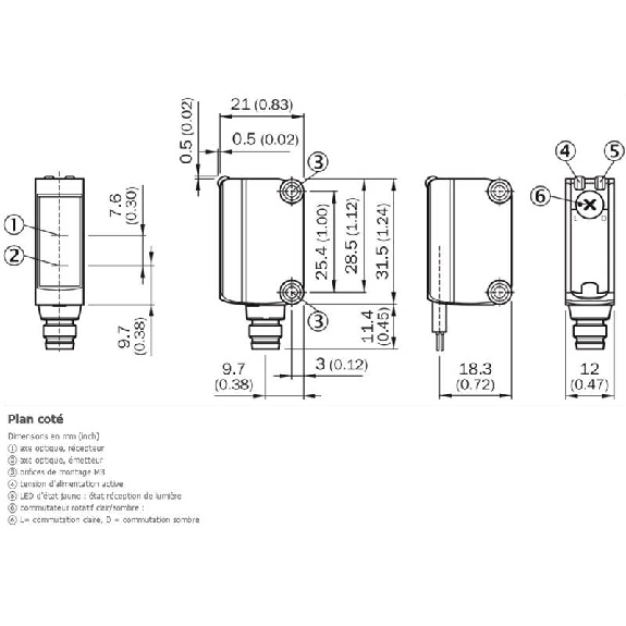 Cellule EAP PNP P=250mm Pot. PinPoint LO/DO 10-30Vdc / M08 4P+C0.3m-Lire la description