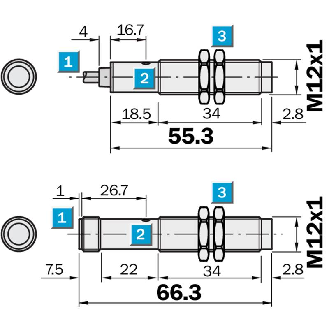 Cellule Barrage M12 PNP P=5m LR LO/DO Axial / M12 4P-Lire la description