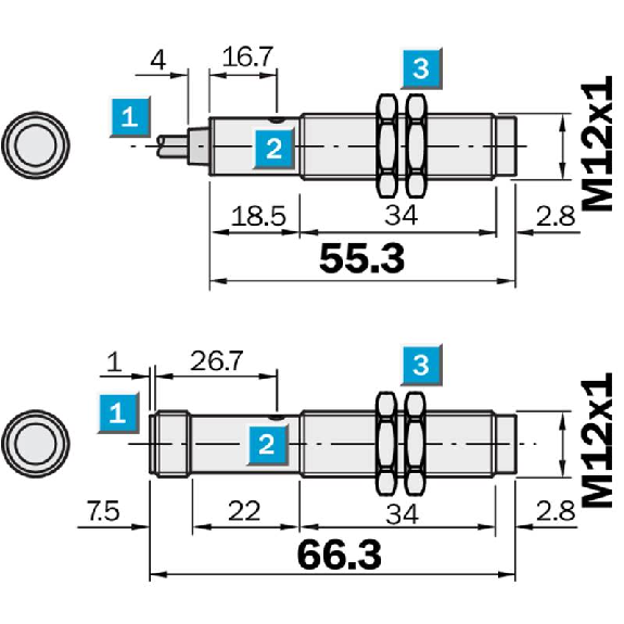 Cellule Barrage M12 PNP P=5m LR LO/DO Axial / M12 4P-Lire la description