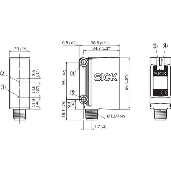 Cellule EAP PNP P=1600mm Pot. PinPoint LO/DO 10-30Vdc / M12 4P-Lire la description