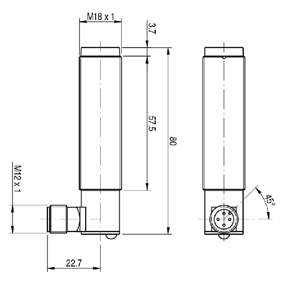 Photo.M18,NPN/PNP-NO/NC,M12 90°,Receiver-Lire la description