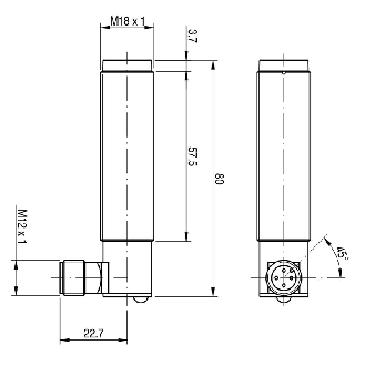 Photo.M18,NPN/PNP-NO/NC,M12 90°,Receiver-Lire la description