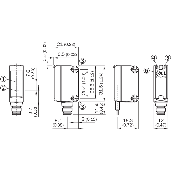 Cellule Bar. reflex PNP P=7.2m Pot. PinPoint LO/DO 10-30Vdc / M08 4P-Lire la description