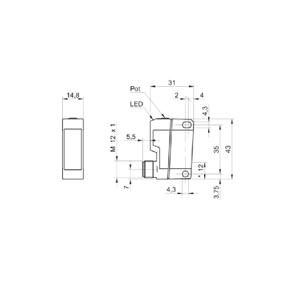 Cellule EAP PNP P=20-350mm Pot. Laser LO/DO Plast. / M12 4P Cellule EAP PNP P=20-350mm Pot. Laser LO/DO Plast. / M12 4P-Lire la description