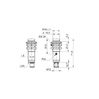 Cellule EAP M18 PNP P=120mm LR LO/DO Plast. Axial 12-30Vdc / M12 4P-Lire la description