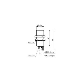 Cellule Directe M18 NPN P=430mm Teach IR LO/DO Métal Axial / Câble 2m-Lire la description