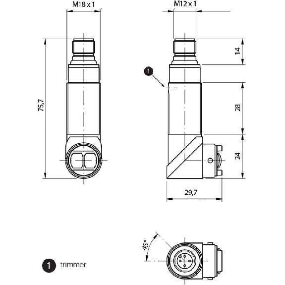 Cellule Directe M18 PNP P=800mm Pot. IR LO/DO Plast. Radial / M12 4P-Lire la description