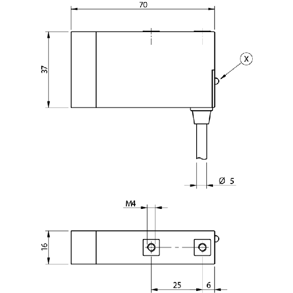 Cellule Bar.reflex PNP/NPN NO/NF P=8m Pot. IR / Câble 2m PVC 90°-Lire la description