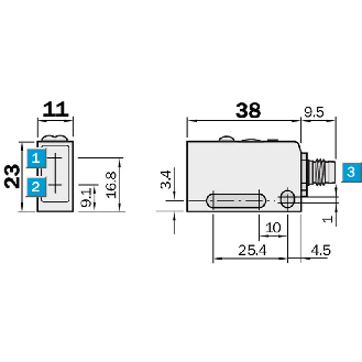 Cellule EAP PNP P=150mm Teach LR LO/DO Axial / M08 4P-Lire la description
