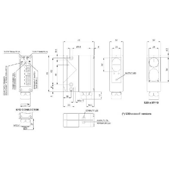 Cellule EAP PNP P=0,2-1,1m Pot. IR LO/DO Tempo 10-30Vdc / M12 4P-Lire la description