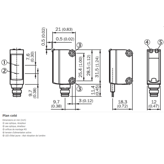 Cellule Bar. reflex PNP P=6m PinPoint LO/DO 10-30Vdc / Câble 2m PVC-Lire la description
