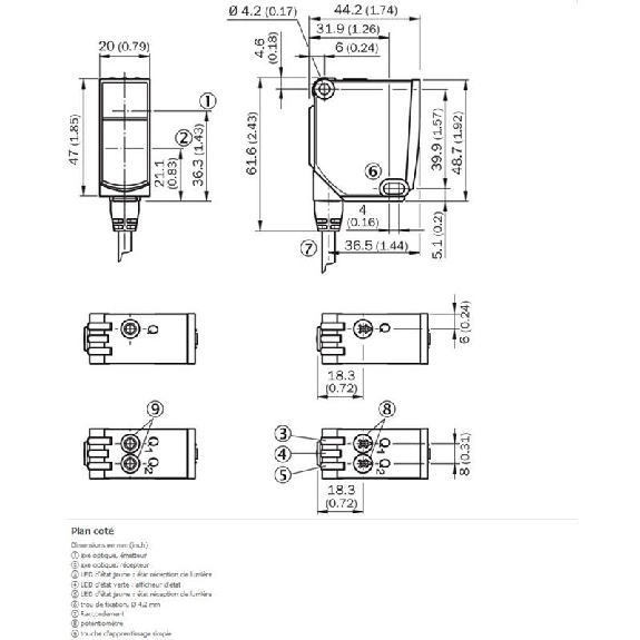 Cellule EAP PNP/NPN P=3,8m Teach Laser LO/DO / M12 5P+C0.3m-Lire la description