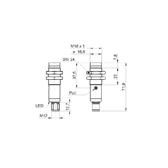 Cellule EAP M18 NPN P=120mm Pot. LR LO/DO Inox IP69K WD / M12 4P-Lire la description