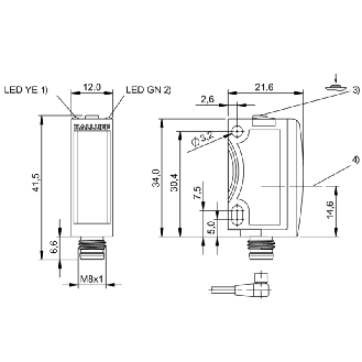 Cellule Bar. reflex PNP P=4m Teach Laser LO/DO / M08 4P-Lire la description