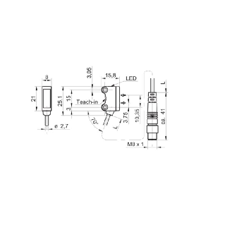 Cellule EAP PNP P=120mm qTeach PinPoint LO/DO / M08 4P+Câble 0.2m PVC-Lire la description