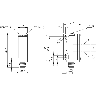 Cellule Barrage (R) PNP P=13m LR LO/DO 10-30Vdc / M08 4P-Lire la description