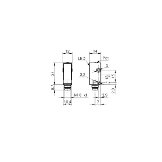 Cellule Barrage (R) PNP P=8m Pot. Laser LO/DO 11-30Vdc / M08 4P-Lire la description