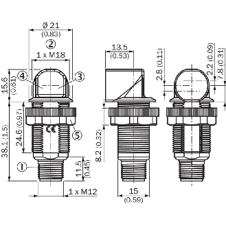 Cellule Barrage M18 PNP P=15m PinPoint DO Plast. Radial / M12 3P-Lire la description