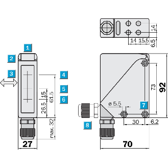 Cellule EAP PNP/NPN P=1.2m LR Pot. DO Tempo E.test / M12 4P-Lire la description