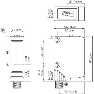 Cellule Bar. reflex NPN P=15m Pot. LR LO/DO 10-30Vdc / M12 4P-Lire la description