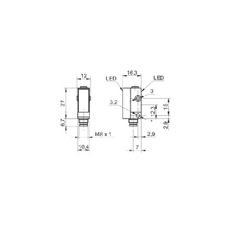 Cellule Bar. reflex PNP P=3,5m LR LO/DO Plast. 10-30Vdc / M08 4P-Lire la description