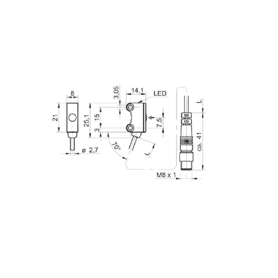 Cellule Barrage (R) PushPull P=6m Teach LR DO / M08 4P+Câble 0.2m PVC-Lire la description