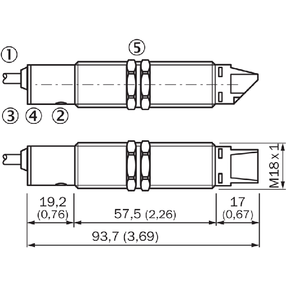 Cellule Bar. reflex M18 PNP P=35m Laser LO/DO Métal Radial / Câble 2m Cellule Bar. reflex M18 PNP P=35m Laser LO/DO Métal Radial / Câble 2m-Lire la description
