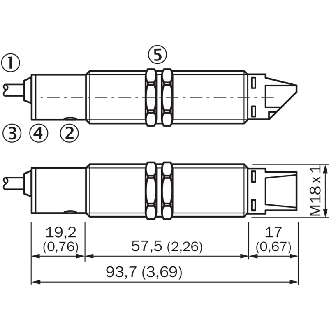 Cellule Bar. reflex M18 PNP P=35m Laser LO/DO Métal Radial / Câble 2m-Lire la description