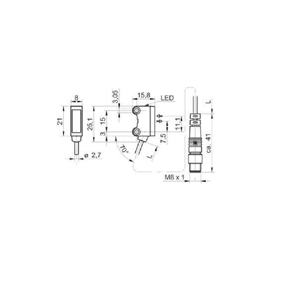 Cellule Bar. reflex PNP P=4m LR LO/DO / M08 4P+C0.2m PVC-Lire la description