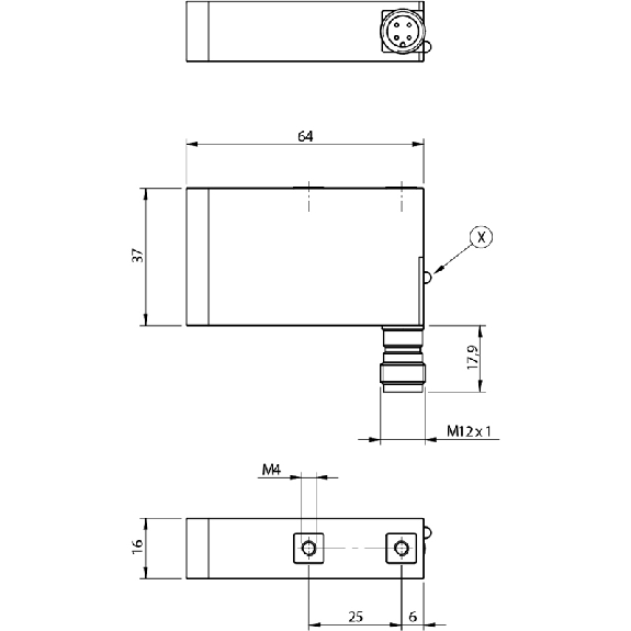 Cellule Directe PNP/NPN NO/NF P=100mm Pot. IR / M12 4P 90°-Lire la description