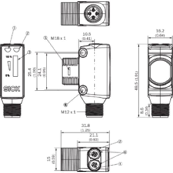 Cellule EAP M18 PNP P=100mm PinPoint LO/DO 10-30Vdc / M12 4P-Lire la description