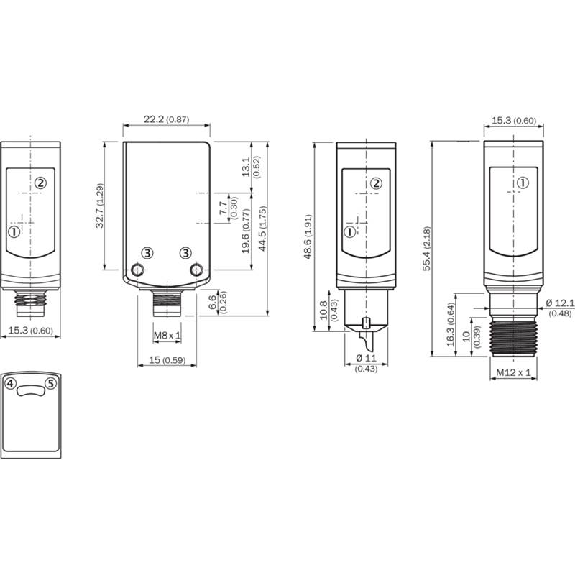 Cellule EAP PNP P=180mm Teach-ext PinPoint LO Inox WD / M08 4P-Lire la description